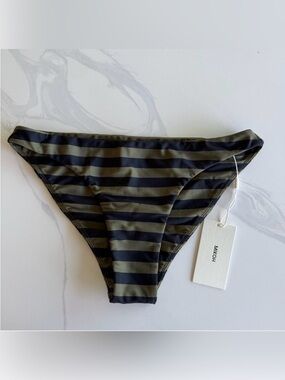 Mikoh NWT Monoi Stripe Suva Classic Wide Side Basic Bikini Bottom Size L